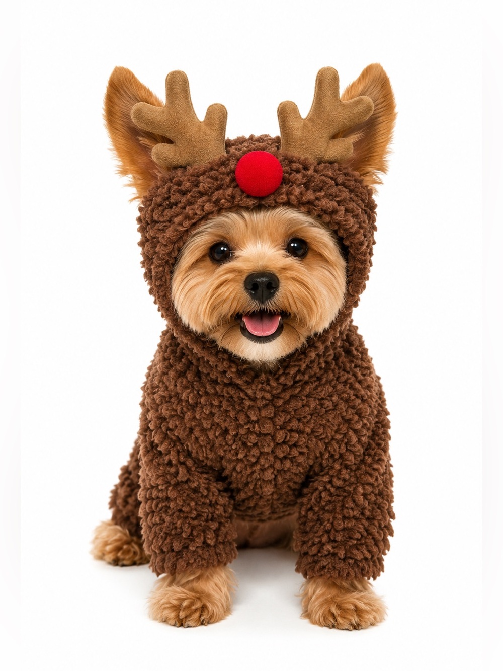🦋Reindeer Dog Costume Plush Brown Christmas Pet Outfit Size Large